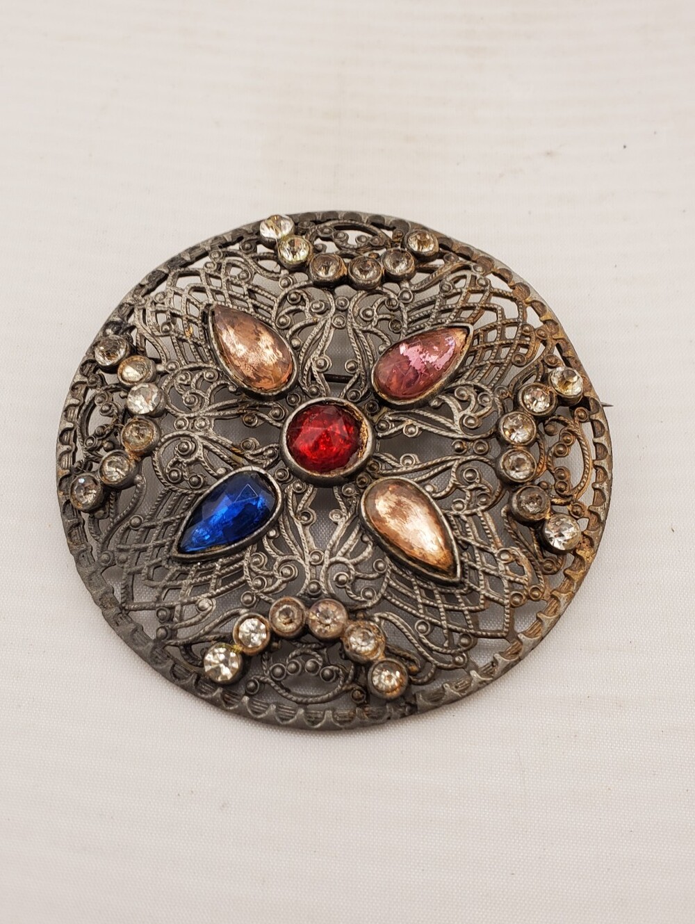 Large Jeweled Sash Pin Brooch